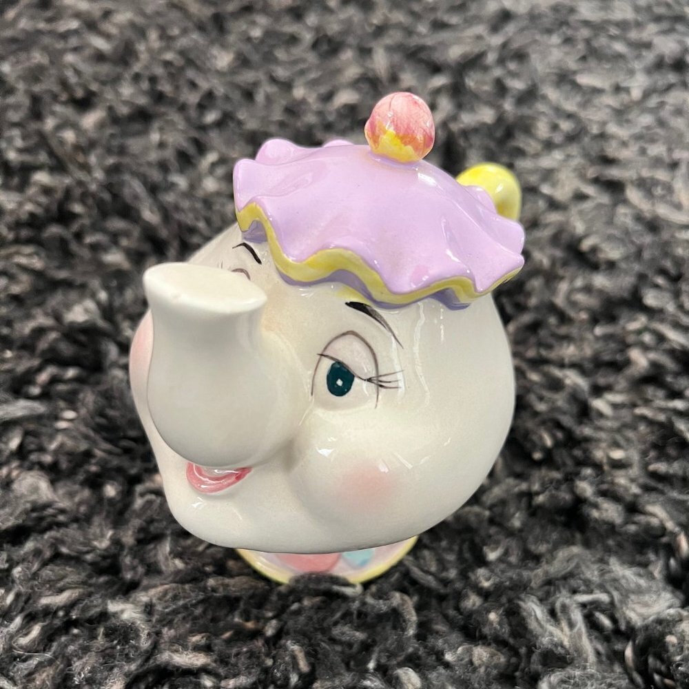 VTG Disney Taiwan Beauty &  the Beast Mrs. Potts Teapot Figurine Porcelain 3.5"